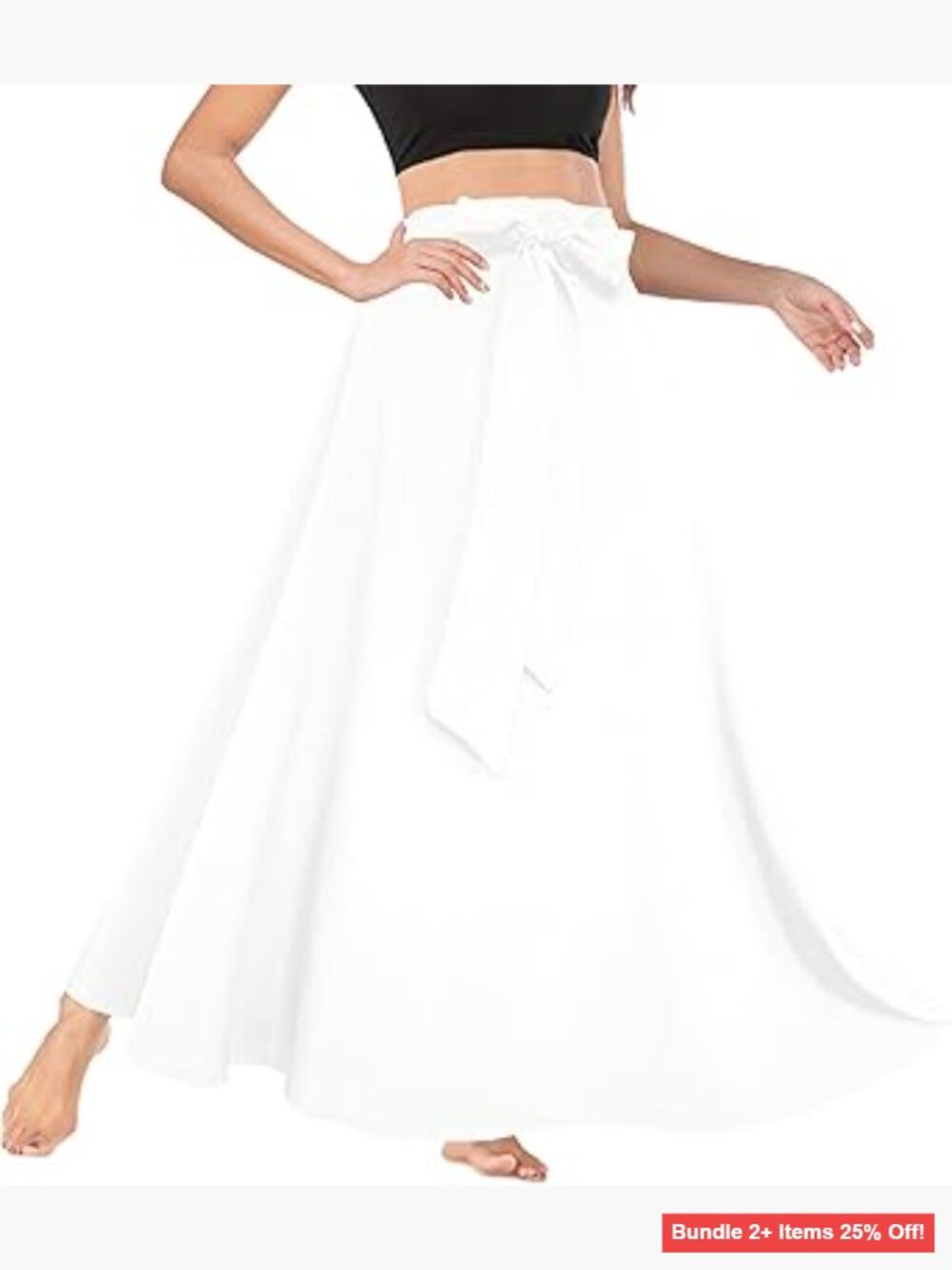 High Waist A-Line Maxi Skirt with Pockets and Tie Front